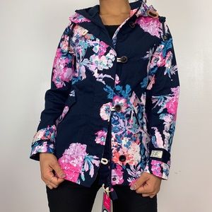 Floral Print Rain Jacket in Navy